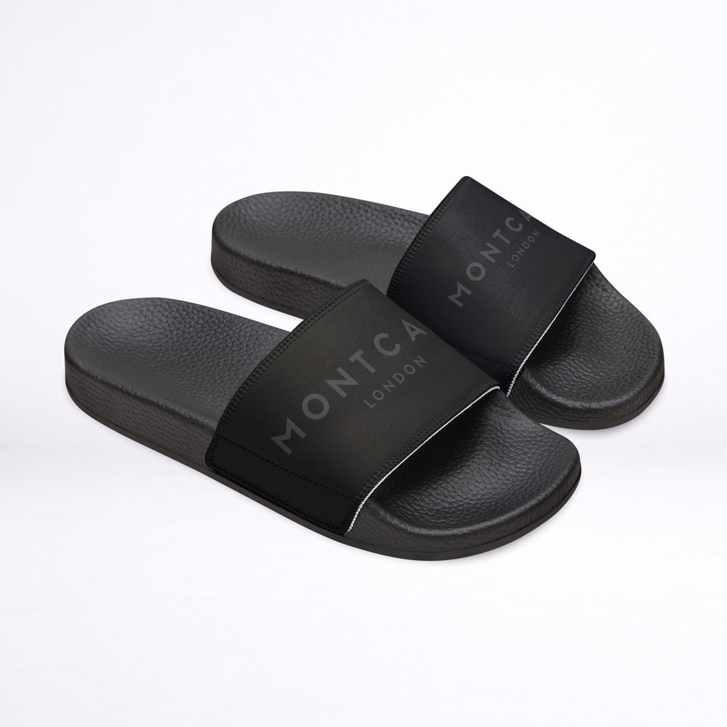 Strap Slide Sandals — Black