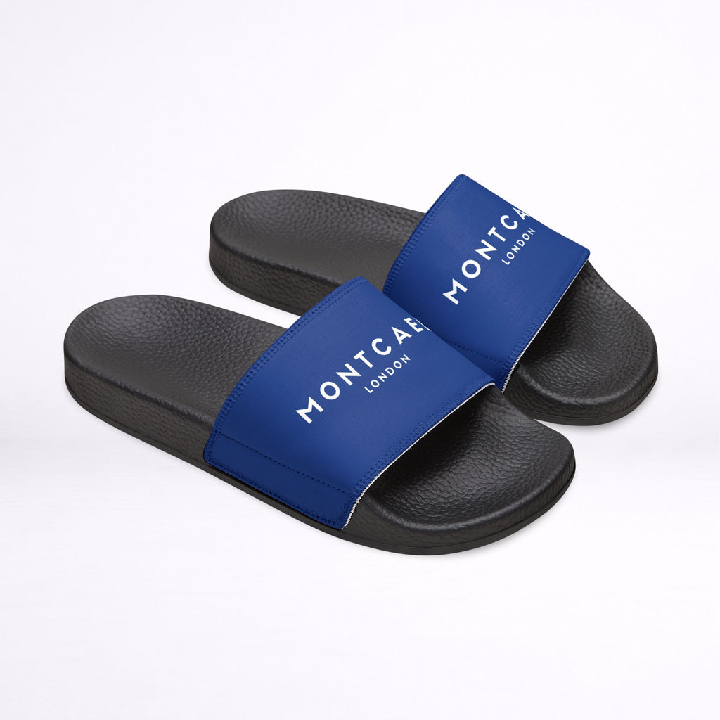 Strap Slide Sandals — Blue