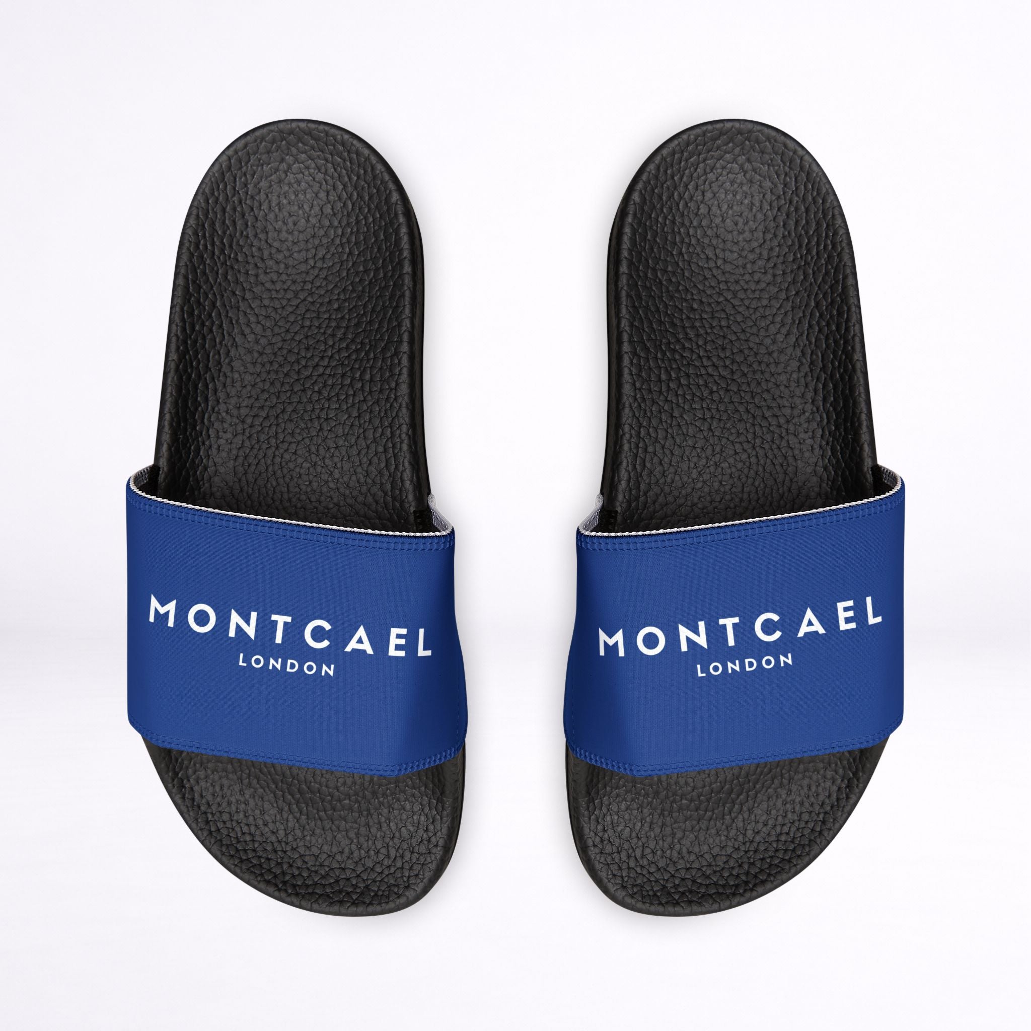 Strap Slide Sandals — Blue