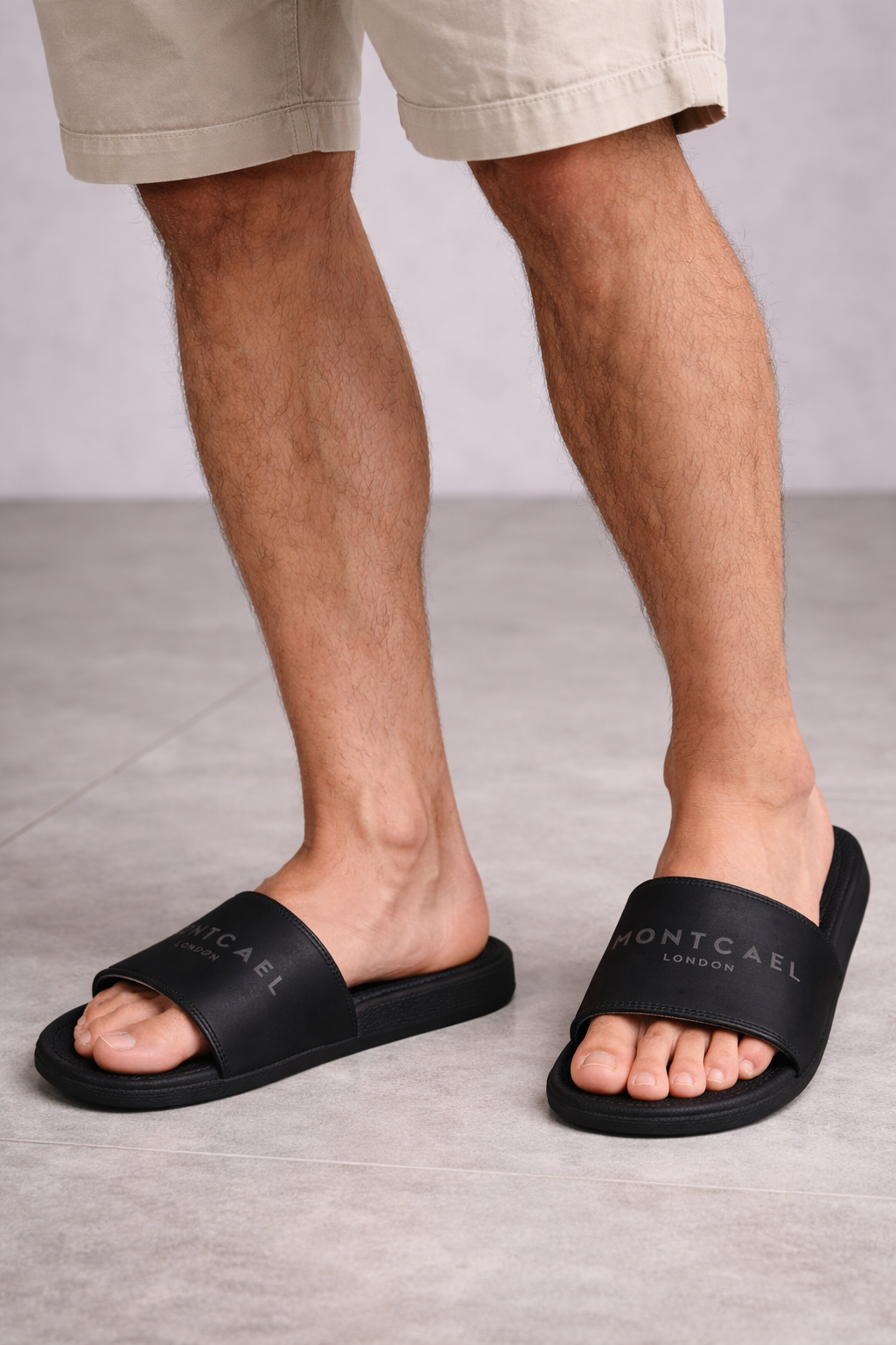 Strap Slide Sandals — Black