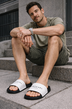 Strap Slide Sandals — White
