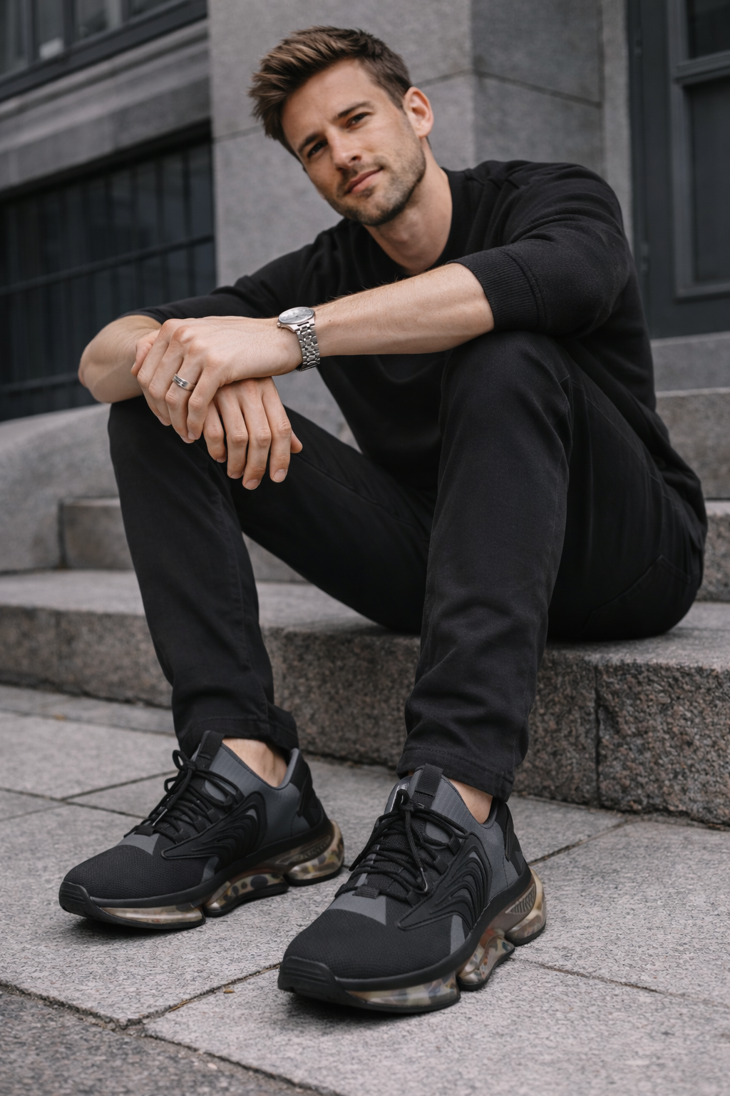 Mesh Athletic Sneakers — Black