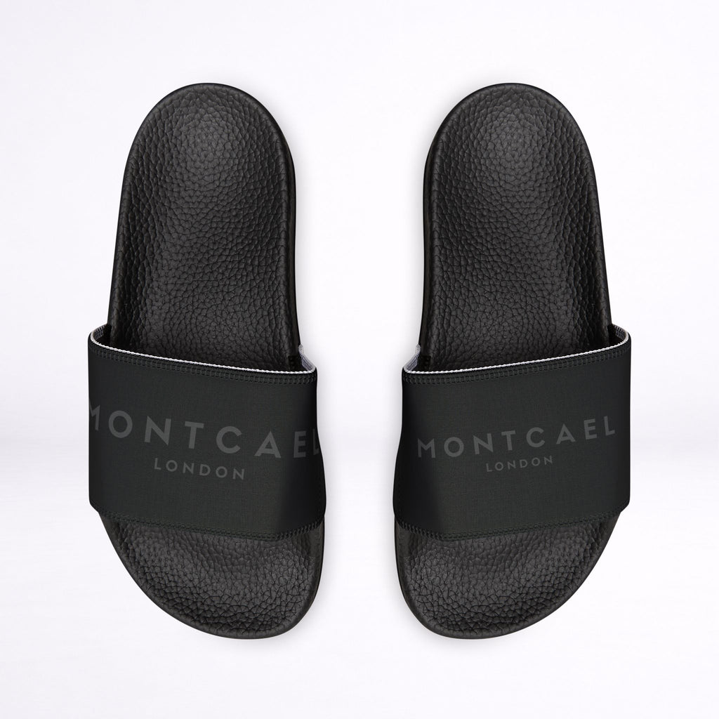 Strap Slide Sandals — Black